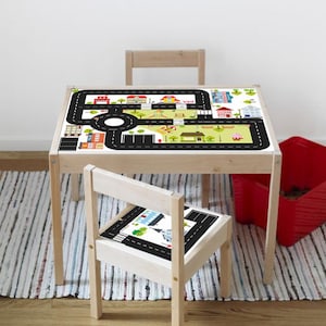 Road sticker "Ride on CITY": 60x44cm sutitable for IKEA Latt table and 2 chairs  24x24cm - Furniture not included