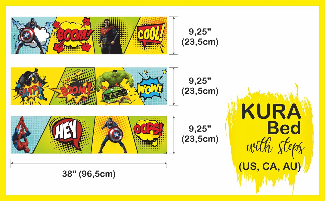 IKEA Kura Beds 3 Stickers - Super Heroes Themed Kura Bed Decal ...