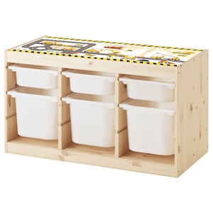 Road sticker "Construction": 89,7x39,7cm  for IKEA wooden Trofast storage - Furniture not included