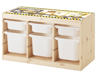 Road sticker "Construction": 89,7x39,7cm  for IKEA wooden Trofast storage - Furniture not included