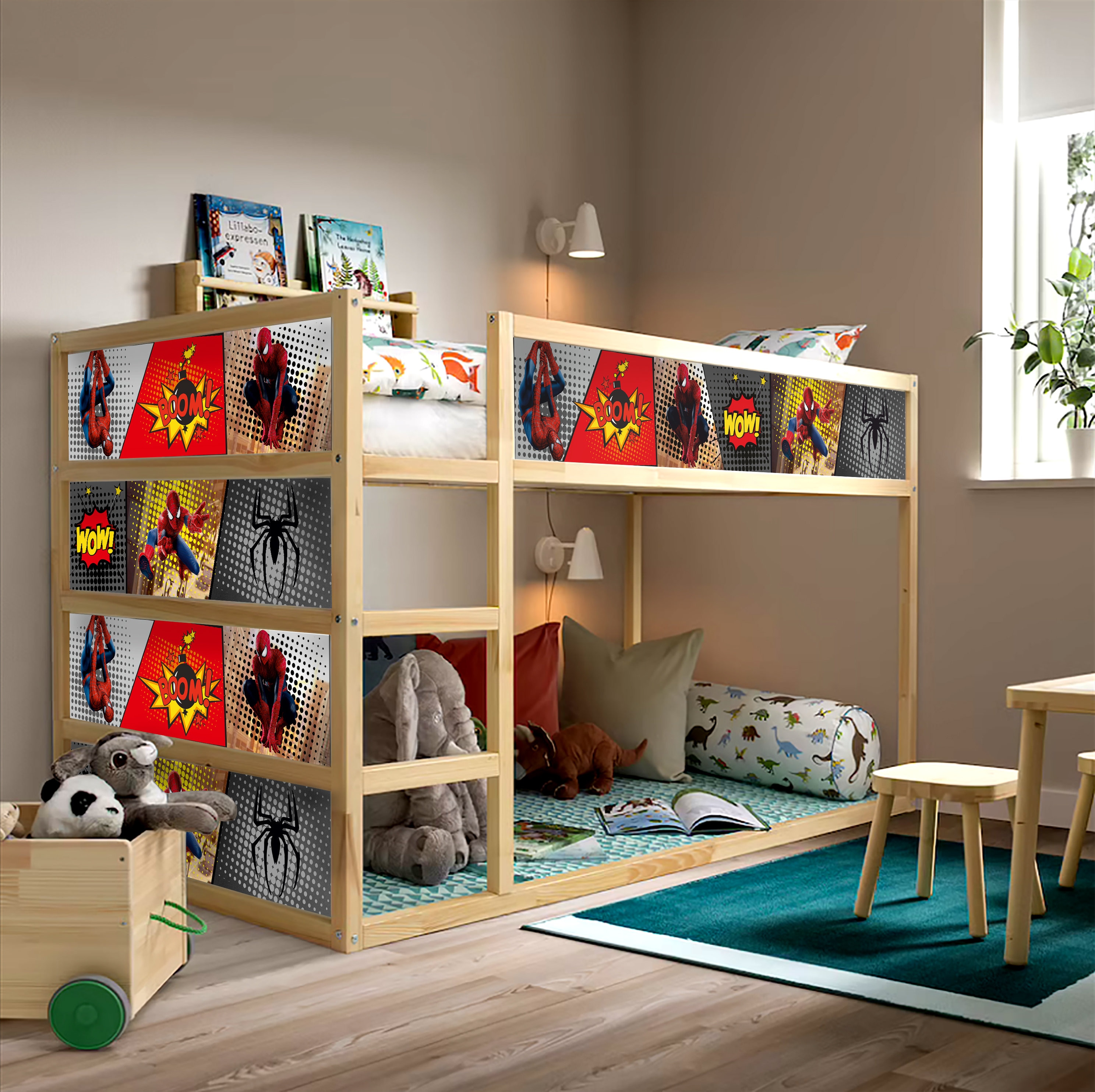 IKEA Kura Beds for Kids Room - Spiderman Themed Kura Bed Decal - Nursery Decor Kura Bed Sticker