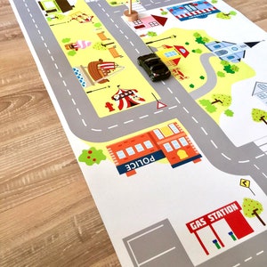 ビニール製プレイマット ノンスティック: 89,7 x 39,7 cm 「ライドオンシティ」 IKEA trofast 木製収納に最適 - 家具は含まれません