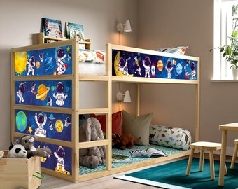 IKEA Kura Beds for Kids Room - Space astronaut, planets, rocket themed Kura Bed Decal - Nursery Decor Kura Bed Sticker