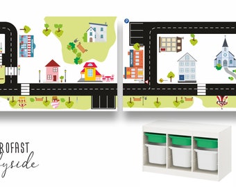 Road sticker "Ride on CITY": 2 sticker combination 99x44cm, sutitable for IKEA Trofast storage -Furniture not included