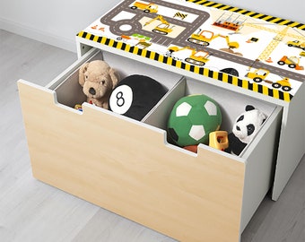 Play mat for cars:  90x50cm Furniture sticker "Construction" sutitable for IKEA STUVA Storage bench - Furniture not included 90x50cm