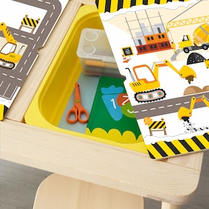 Naklejka drogowa "Budowa" : na stół IKEA FLISAT - Mebel nie jest zawarty w zestawie
