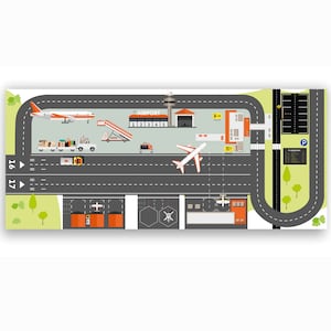 ビニール製プレイマット ノンスティック: 98.8 x 43 cm 「Airport」 IKEA TROFAST 収納に最適 - 家具は含まれません