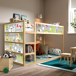 Letti IKEA Kura per la camera dei bambini – Strade e strade della città – Adesivo per letto Kura per la decorazione della scuola materna