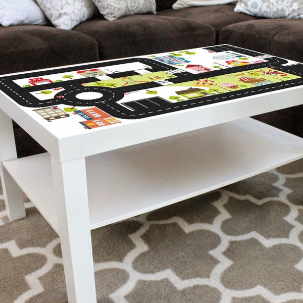 Autocollant routier "Ride on CITY" : 90x55cm convient pour la table basse IKEA LACK - Meubles non inclus 90x55cm