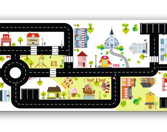 City Road decal : 114,4 x 53cm Furniture sticker "Ride on CITY" suitable for IKEA Dundra play-table