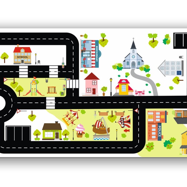 City Road decal : 114,4 x 53cm Furniture sticker "Ride on CITY" suitable for IKEA Dundra play-table