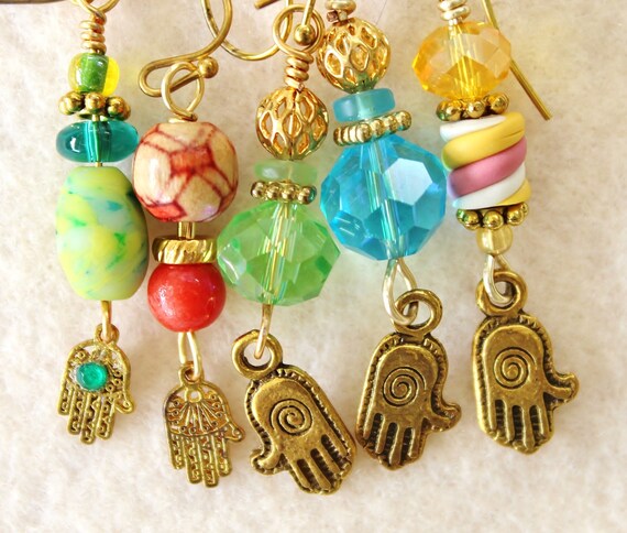 Hamsa small charm earrings