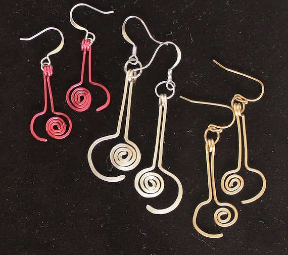 Wire earrings, hammered wire earrings, curly wire earrings, gift for her,long wire swirl, long wire earrings, earring gift