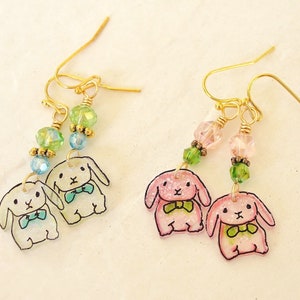 Bunny earrings, rabbit earrings, bunny jewelry, rabbit jewelry, animal lover gift, gift for her, cute bunnies, baby bunny earrings