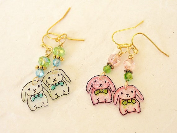 Bunny earrings, rabbit earrings, bunny jewelry, rabbit jewelry, animal lover gift, gift for her, cute bunnies, baby bunny earrings