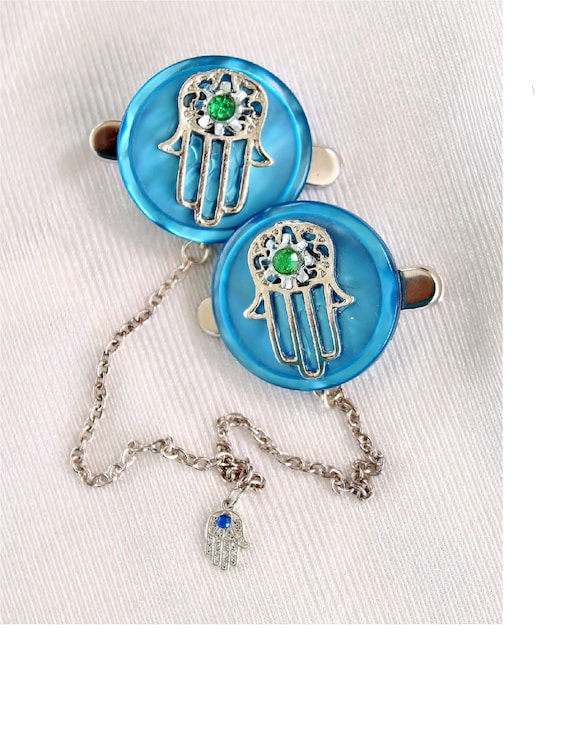 Blue Hamsa Tallit Clips (963)