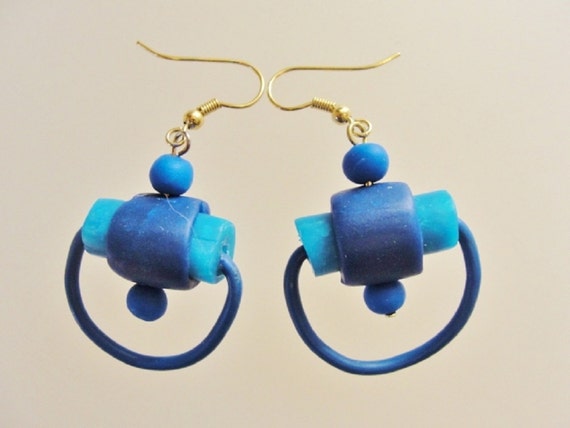 Polymer Bead Hoop Earrings (#79)