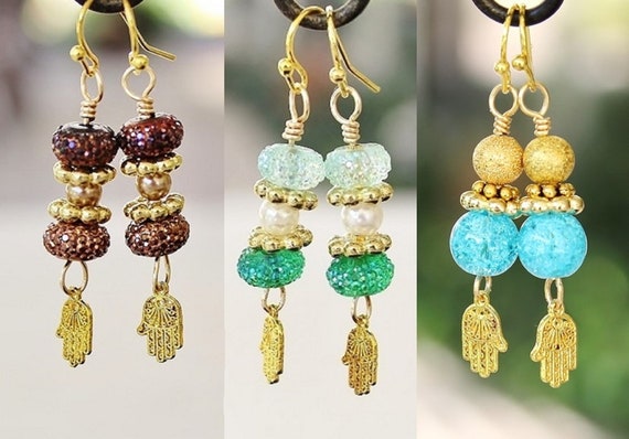 Hamsa sparkle earrings