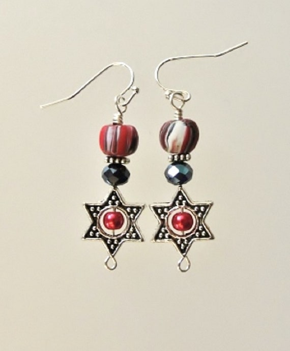 Star of David earrings, Magen David earrings, Judaica earrings, Judaica jewelry, Jewish earrings, Jewish jewelry, Jewish gift