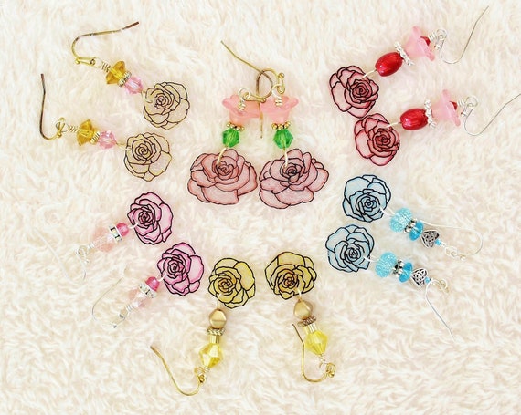 Rose Flower Garden Earrings