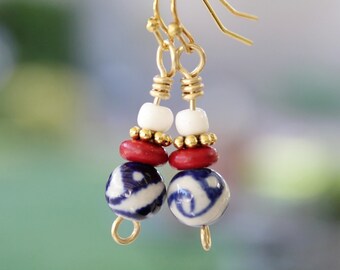 red white and blue earrings,4th of July earrings,July 4 earrings,Fourth of July earrings,patriotic earrings,(#661)