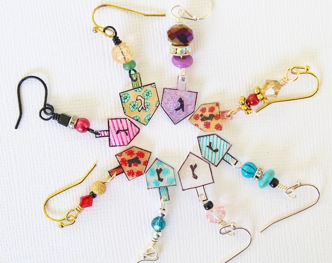 Mini-Dreidel earrings,Hanukkah earrings,jewish,judaica earrings,Hanukkah gift,jewish gift,dreidle jewelry,gift for her,chanukah earrings