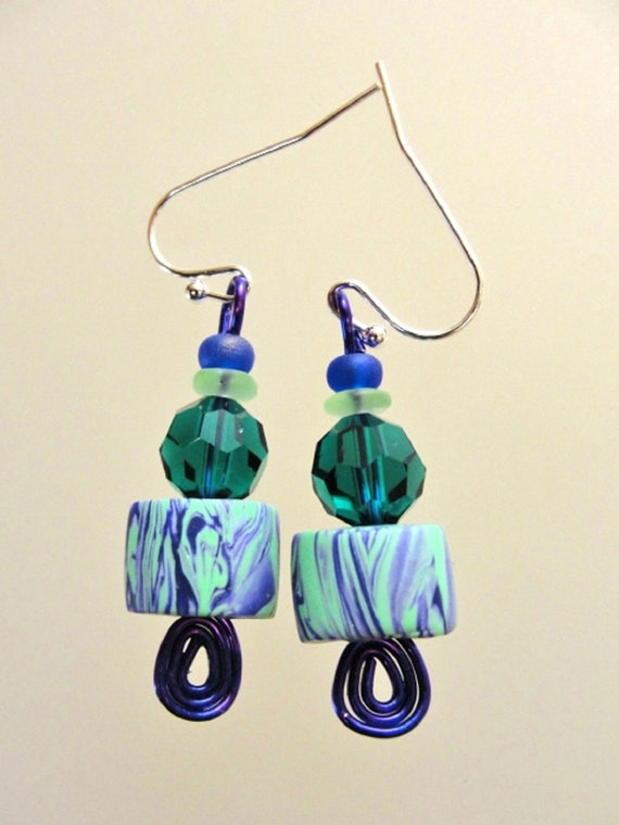 polymer earrings, polymer clay, polymer jewelry, clay earrings, handmade beads, gift for her, bead earrings (#154)