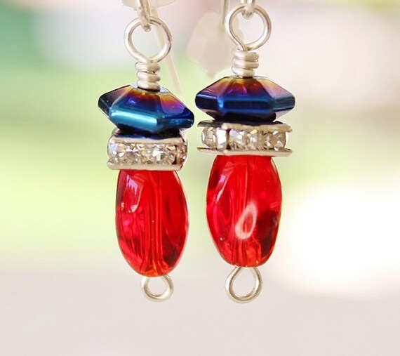 red white and blue earrings,4th of July earrings,July 4 earrings,Fourth of July earrings,patriotic earrings