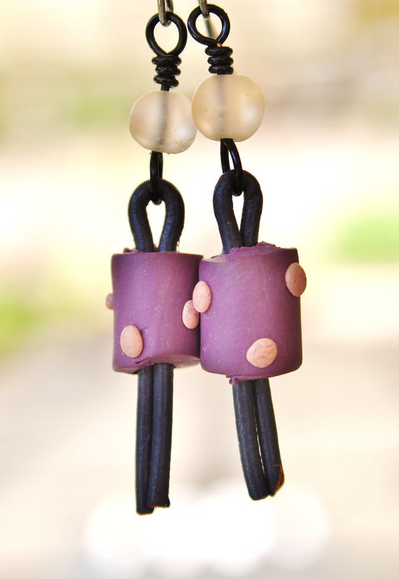 polymer bead earrings, polymer bead, handmade beads, lantern earrings, polkadot earrings, gift for her, dot beads (#4)