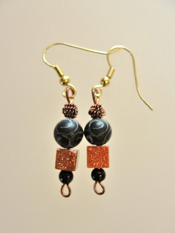 Goldstone Bead Earrings (#160)