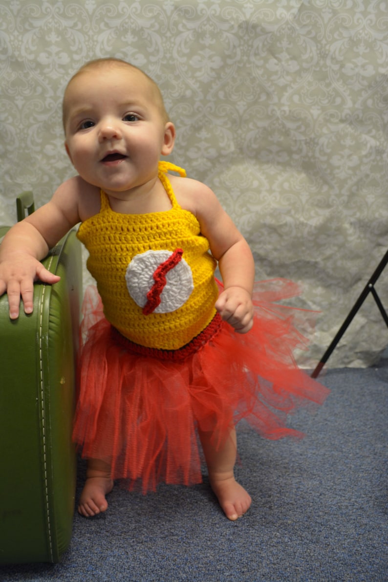 Crochet Baby Girl Kid Flash Tutu Costume