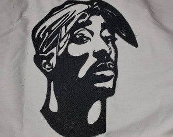 Zwart-wit geborduurde Tupac op aanpasbare jas