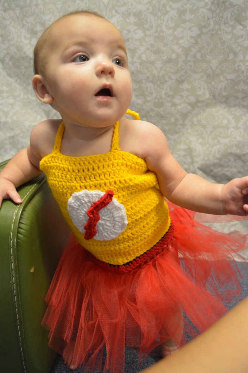 Crochet Baby Girl Kid Flash Tutu Costume