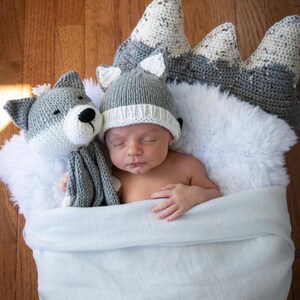 Wolf Lovey / Knit Wolf Lovey/Crochet Wolf Lovey / Baby Security Blanket / Baby Gift/Baby Girl Wolf Lovey, Baby Boy Wolf Lovey