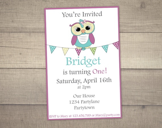 Chouette Invitation Anniversaire Invitation De Hibou Hibou Etsy