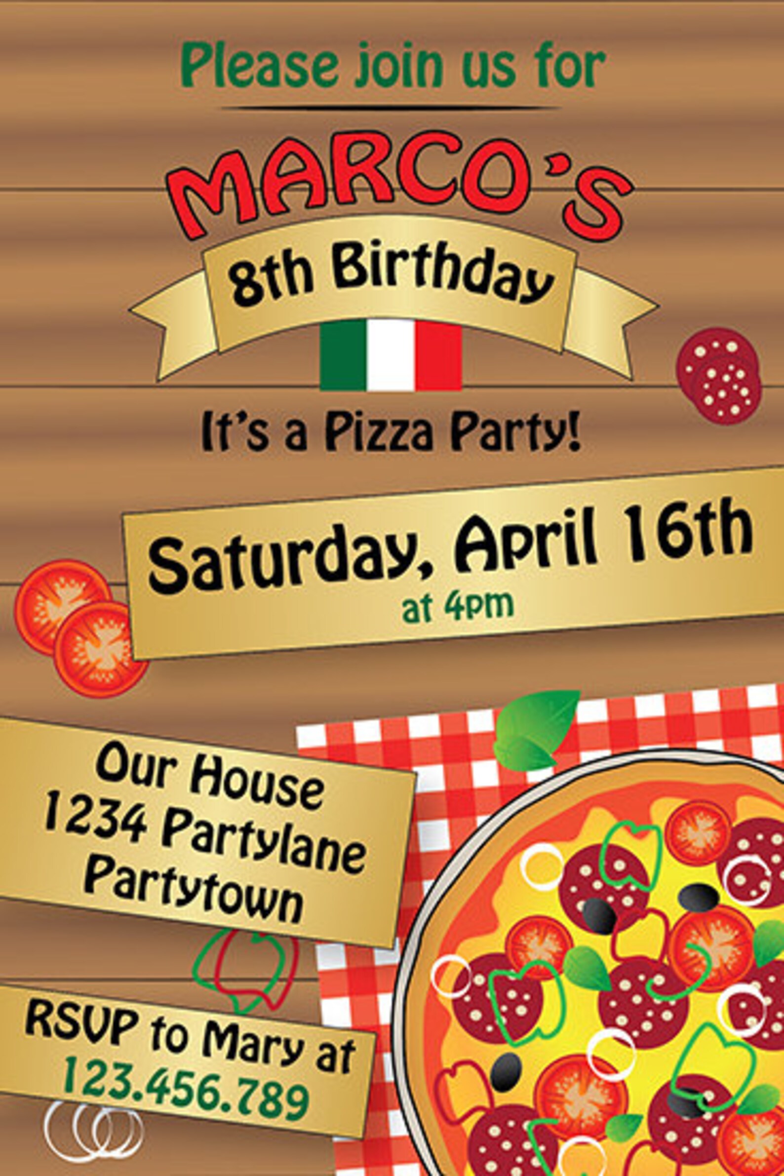 Pizza Party Invitation Pizza Birthday Invitation Pizza | Etsy