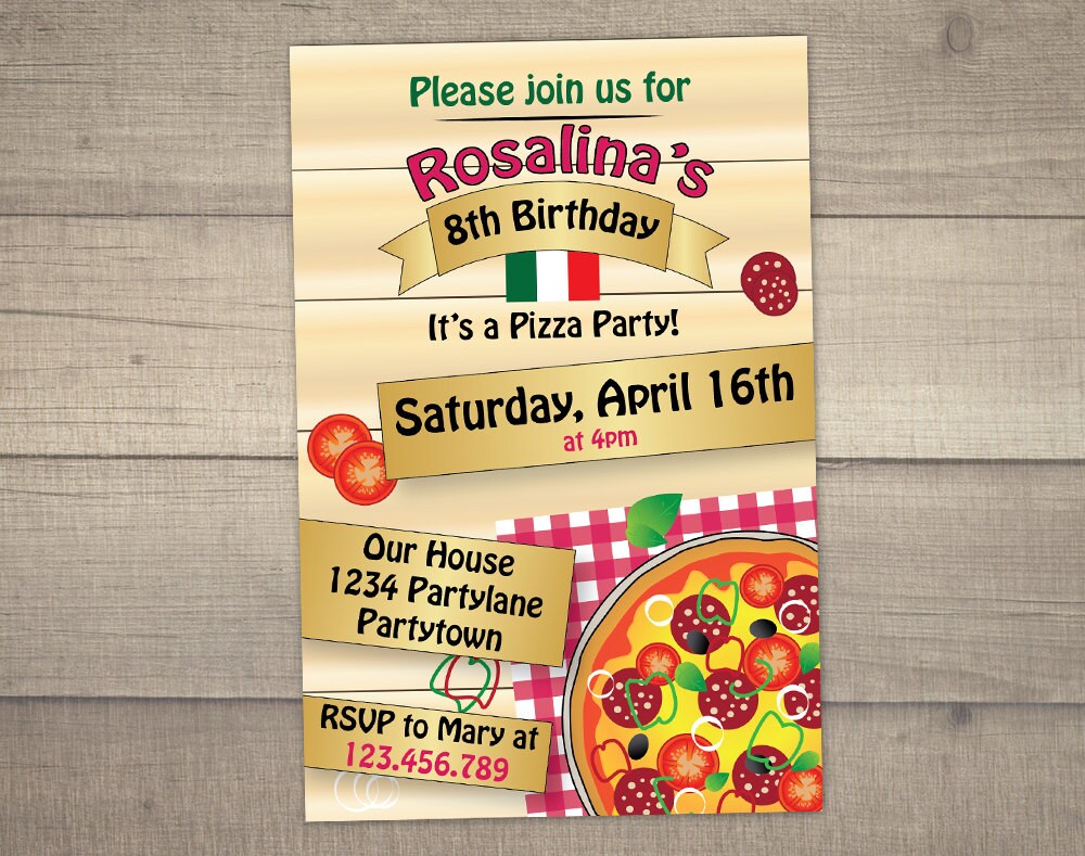 Girl S Pizza Party Pizza Birthday Invitation For Girls Etsy Ireland