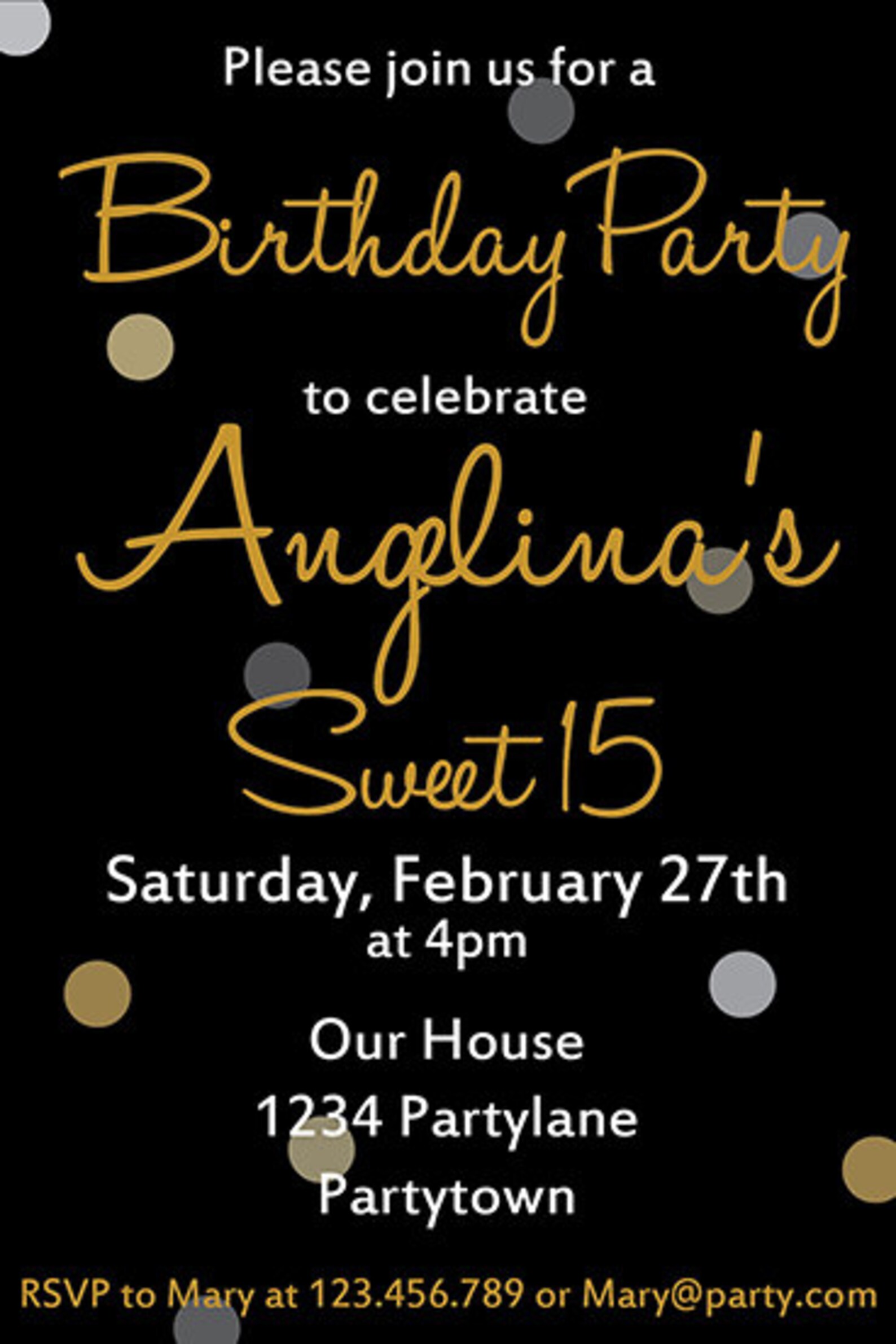 15th Birthday Invitation Sweet 15 Birthday Invitation Black Etsy