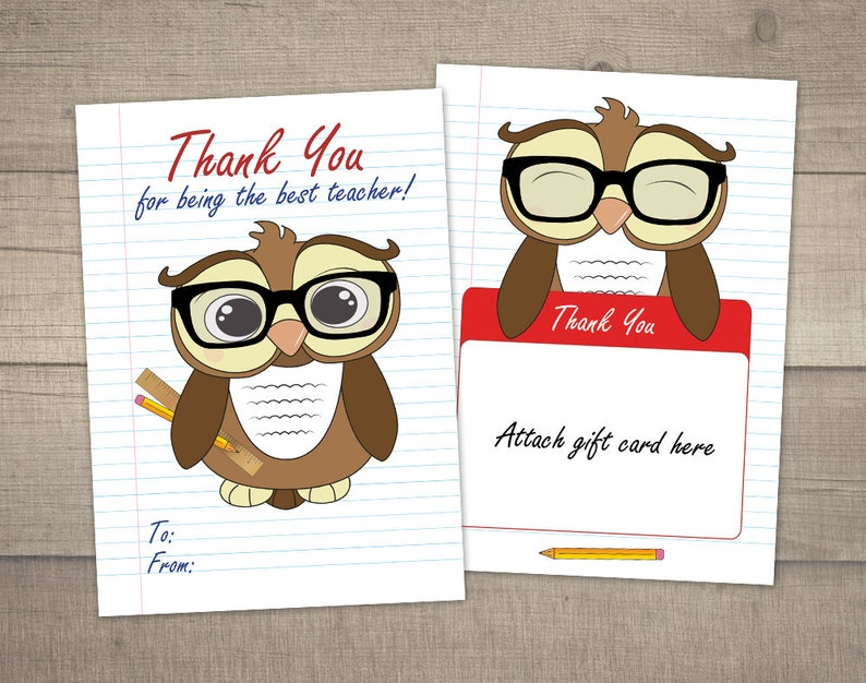 Teacher Thank You Card Teacher Gift Card Teacher Etsy