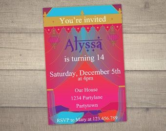 Bollywood verjaardagskaart, 1001 nacht uitnodiging, verjaardag meisje- digitaal bestand.