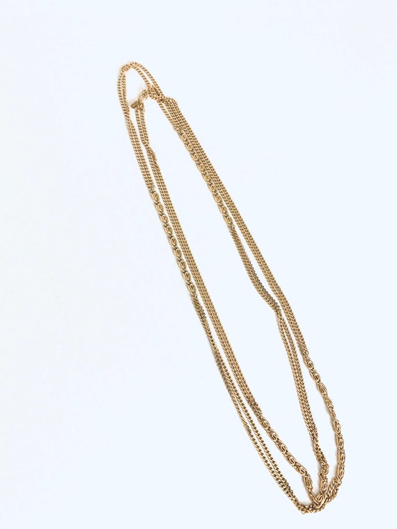 Monet gold tone  necklace . Vintage long multi ch… - image 5