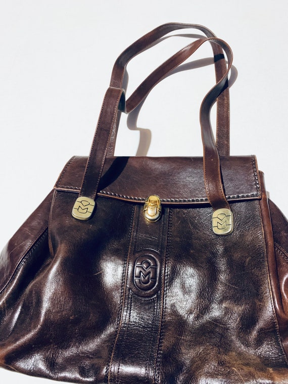 Marino Orlandi , brown vintage bag. Retro designe… - image 4
