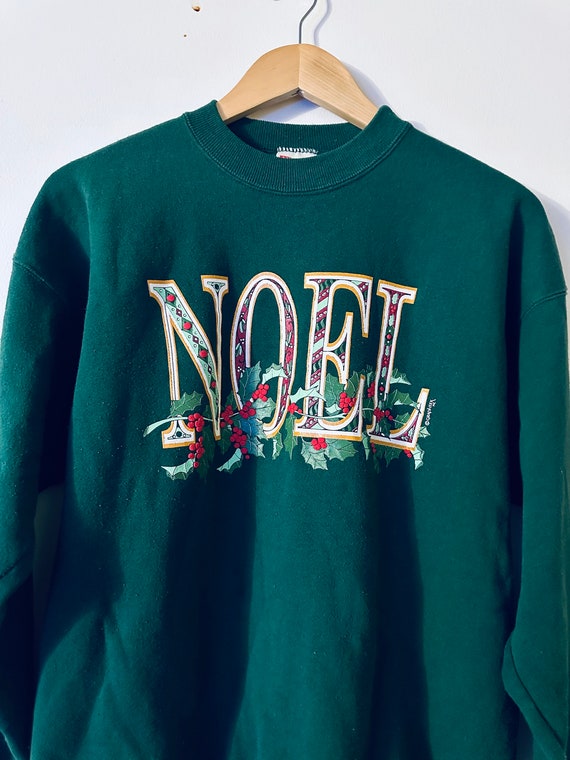 90's Xmas green Noel sweatshirt. Christmas Graphi… - image 3