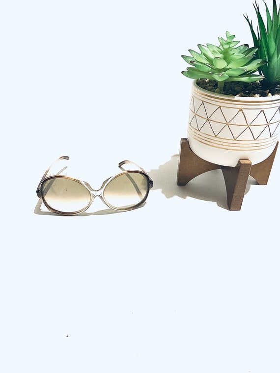 Large brown plastic sunglasses / sunshade with ge… - image 1