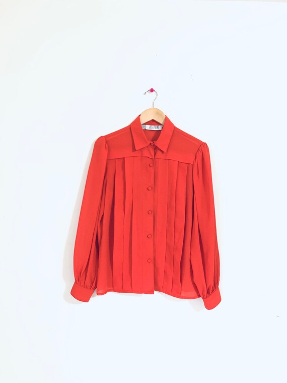 red chiffon blouse