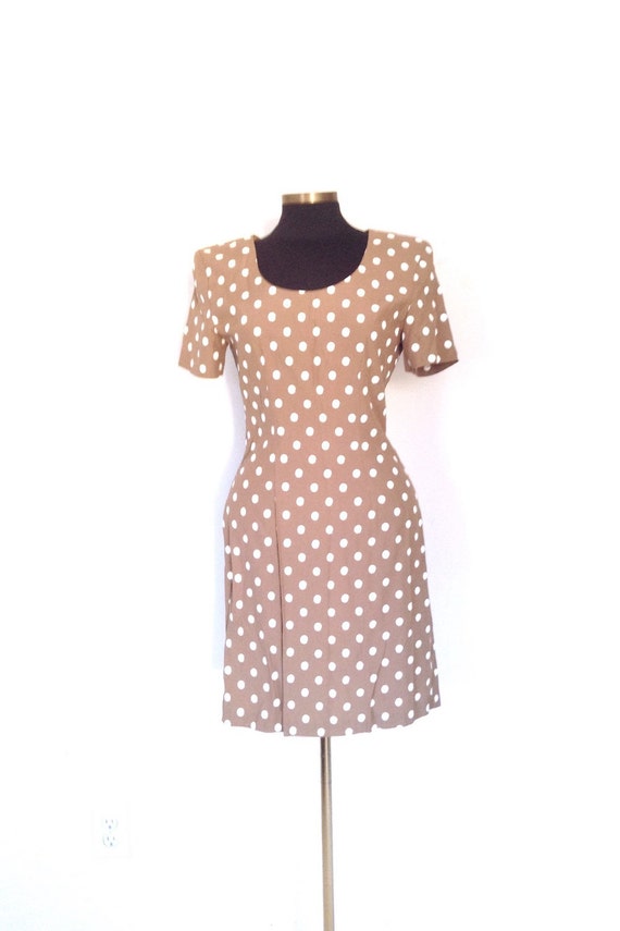 Vintage 80's brown polka dot dress. - image 2