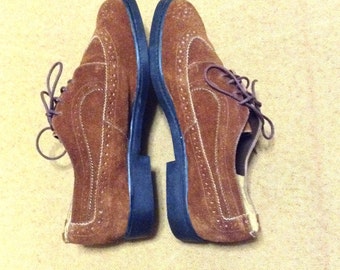 Brown leather Oxford shoes.  Suede brogues. Size 8