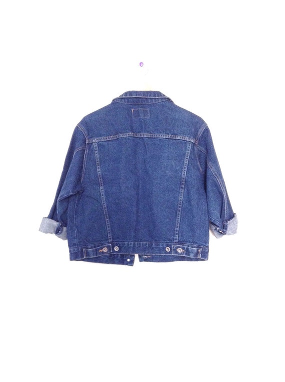 90's denim jacket. Dark wash blue jean jacket mad… - image 3