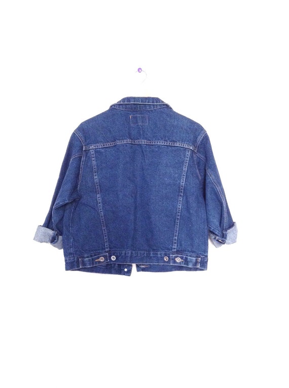 90's denim jacket. Dark wash blue jean jacket mad… - image 4