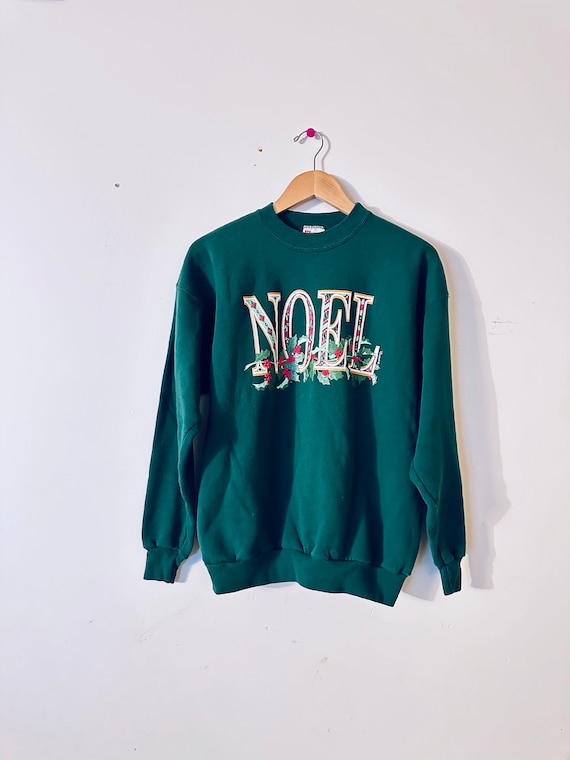 90's Xmas green Noel sweatshirt. Christmas Graphi… - image 6